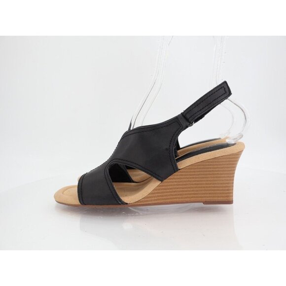 Clarks Women's Kyarra Aster Womens Size 10 M Black Leather Wedge Slingback - Picture 4 of 15